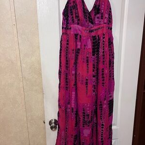 Vibrant Pink and Black Maxi Dress